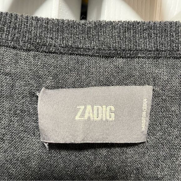 Zadig & Voltaire Women’s Grey Metallic Star Elbows Sweater - Picture 6 of 7
